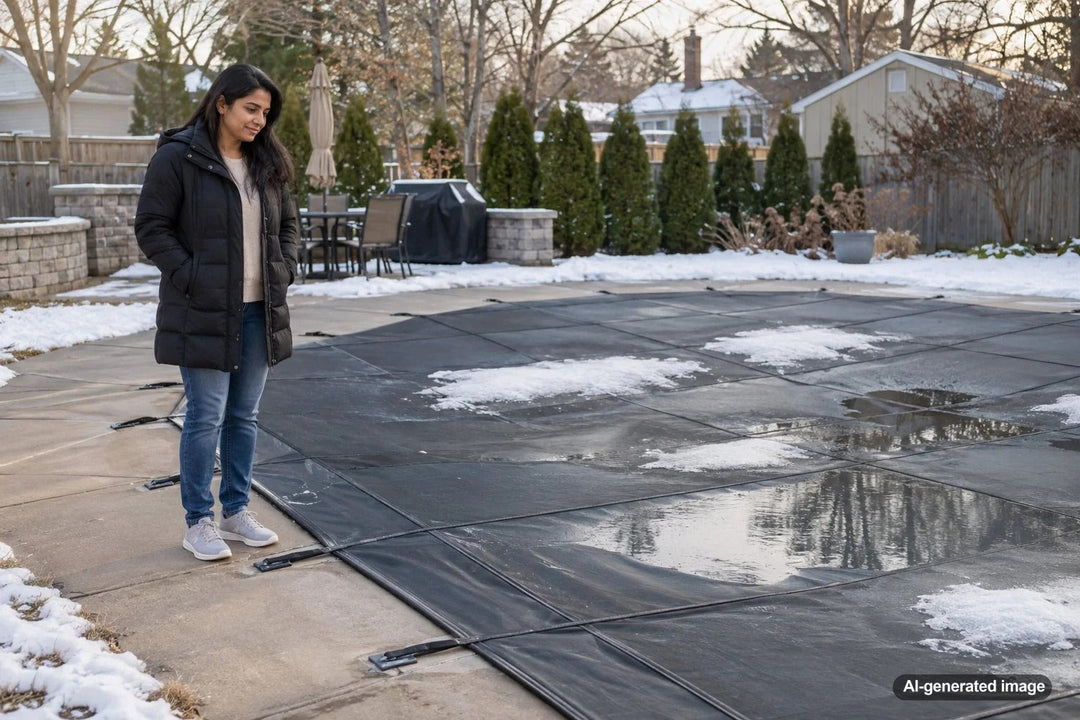 Can Snow Melt Cause the Pool Water Level to Rise Under a Mesh Cover?