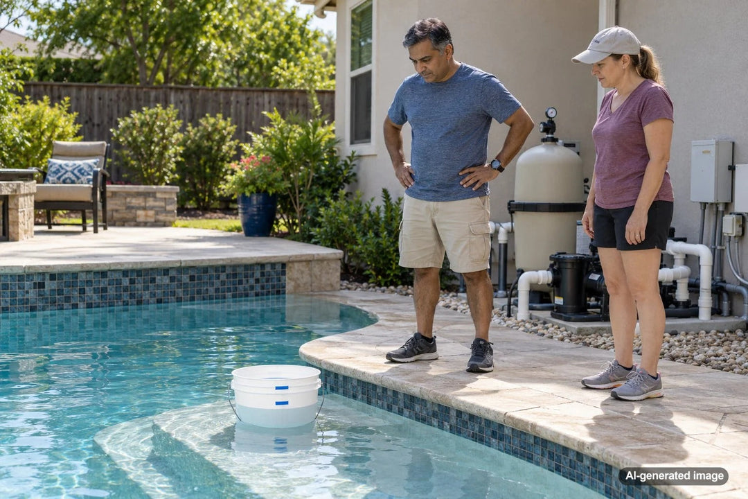 How Deep Should the Bucket Sit During a Pool Leak Test?