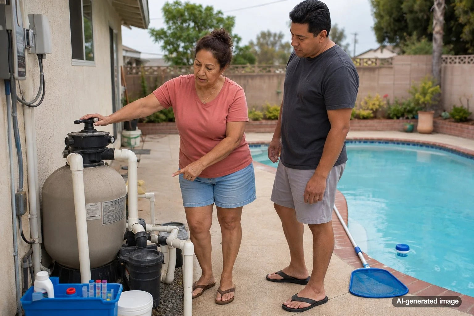 Swimming pool filtration system running after the pool has been shocked