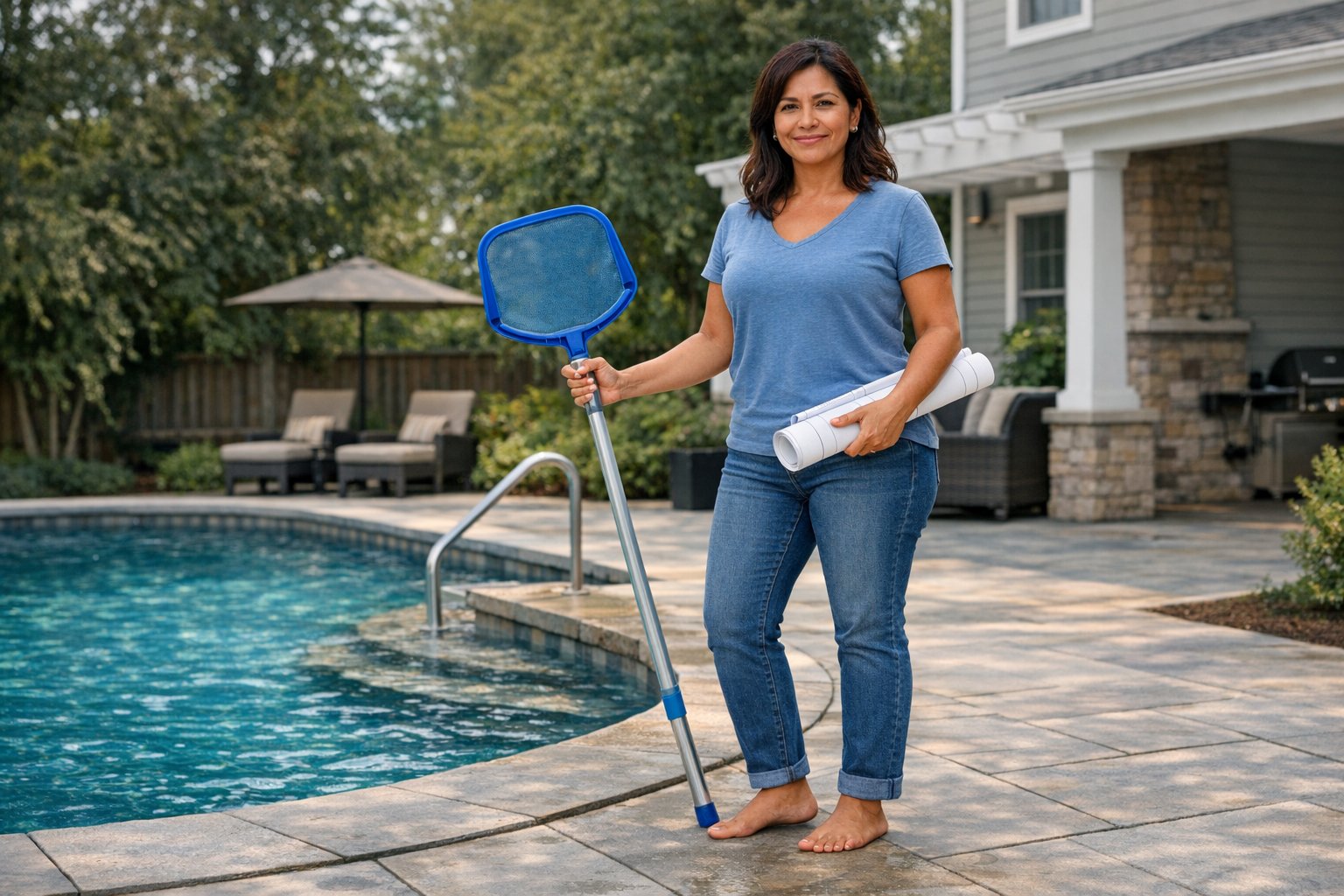 Homeowner comparing a backyard pool project with a major home addition