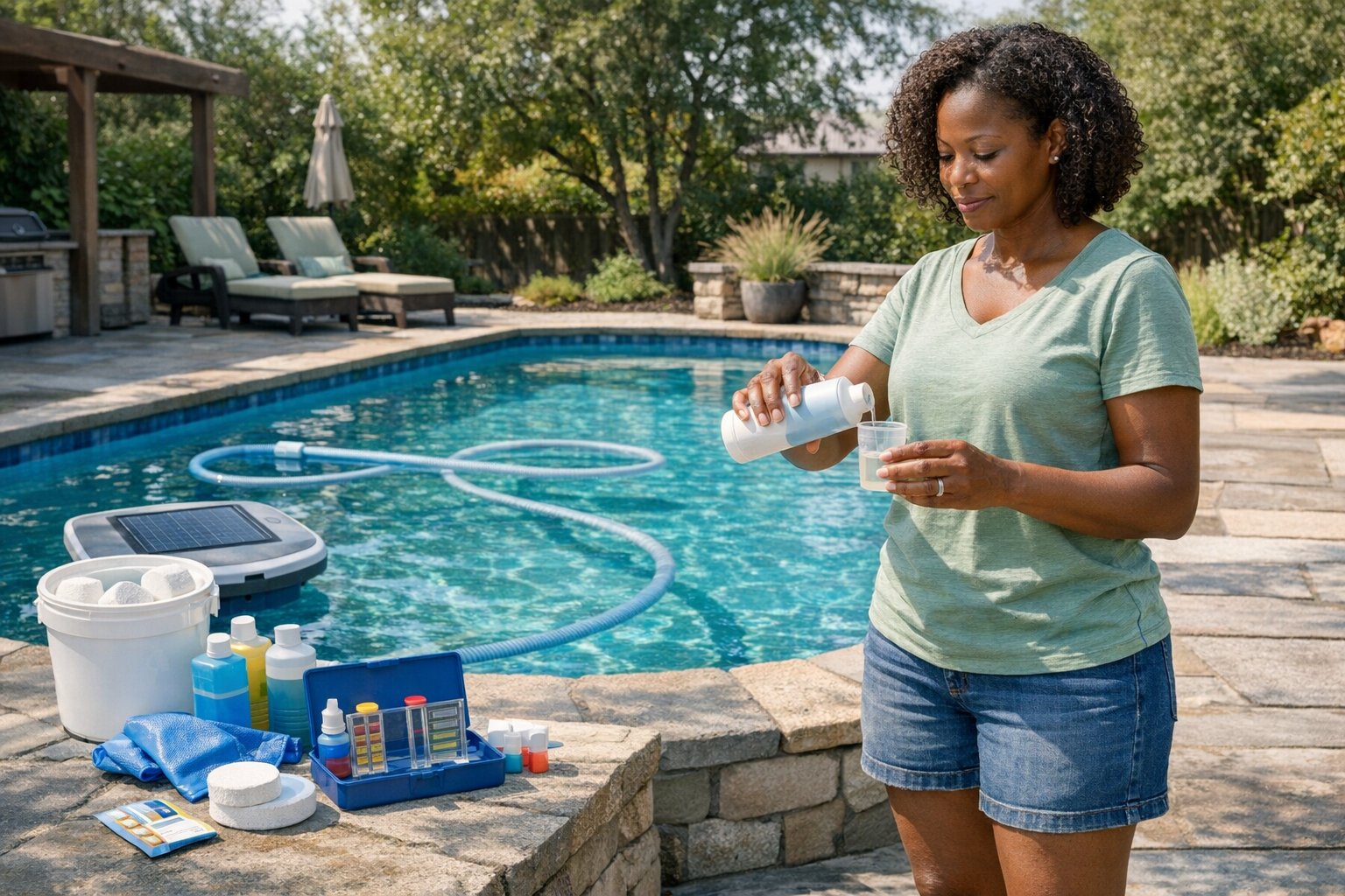 Eco-friendly swimming pool with efficient water and energy use