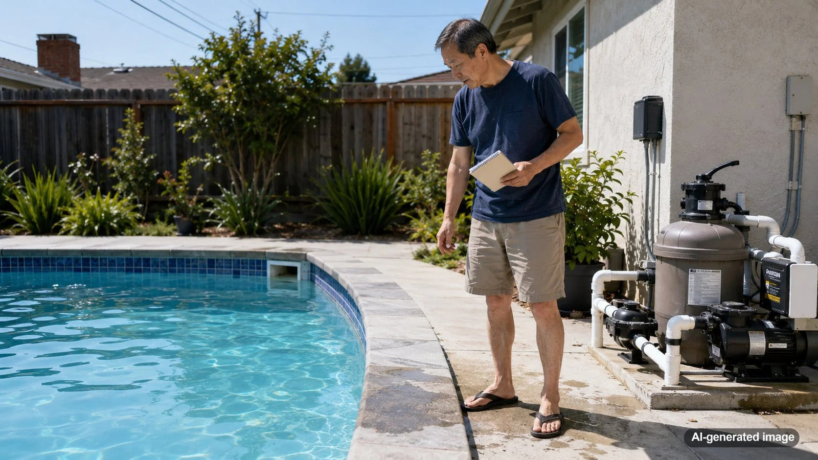 Pool water level test showing how to compare evaporation with possible leak-related water loss