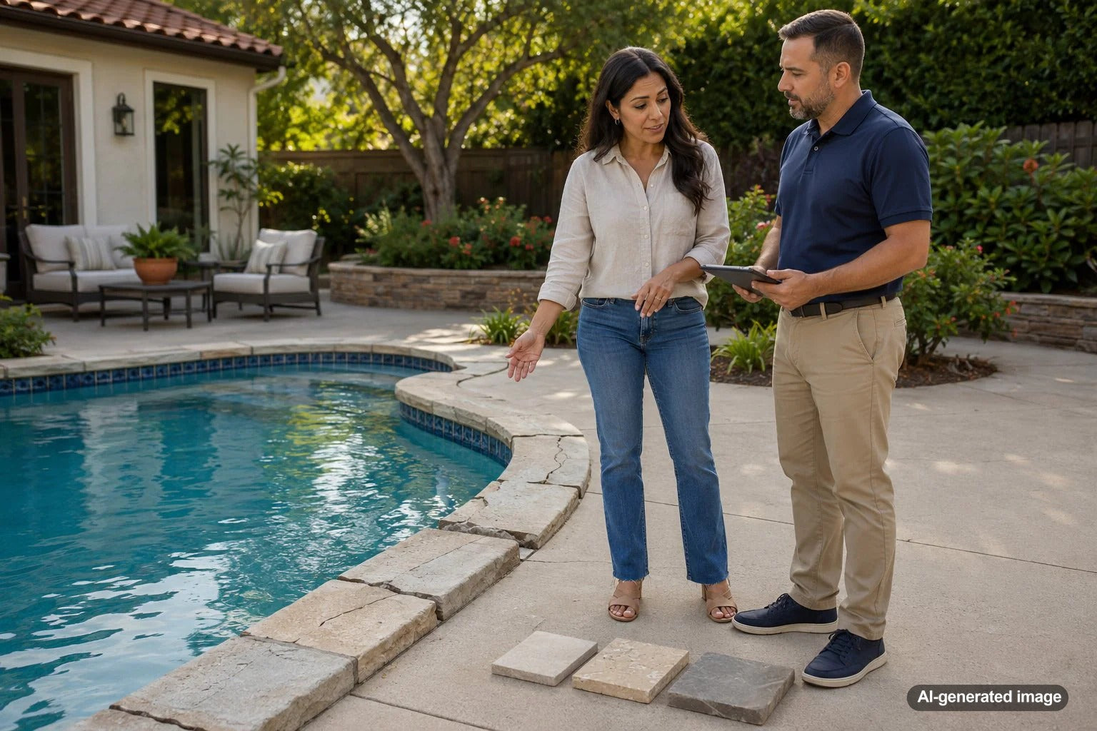 Pool coping repair options for cracked, loose, and deteriorated swimming pool edges