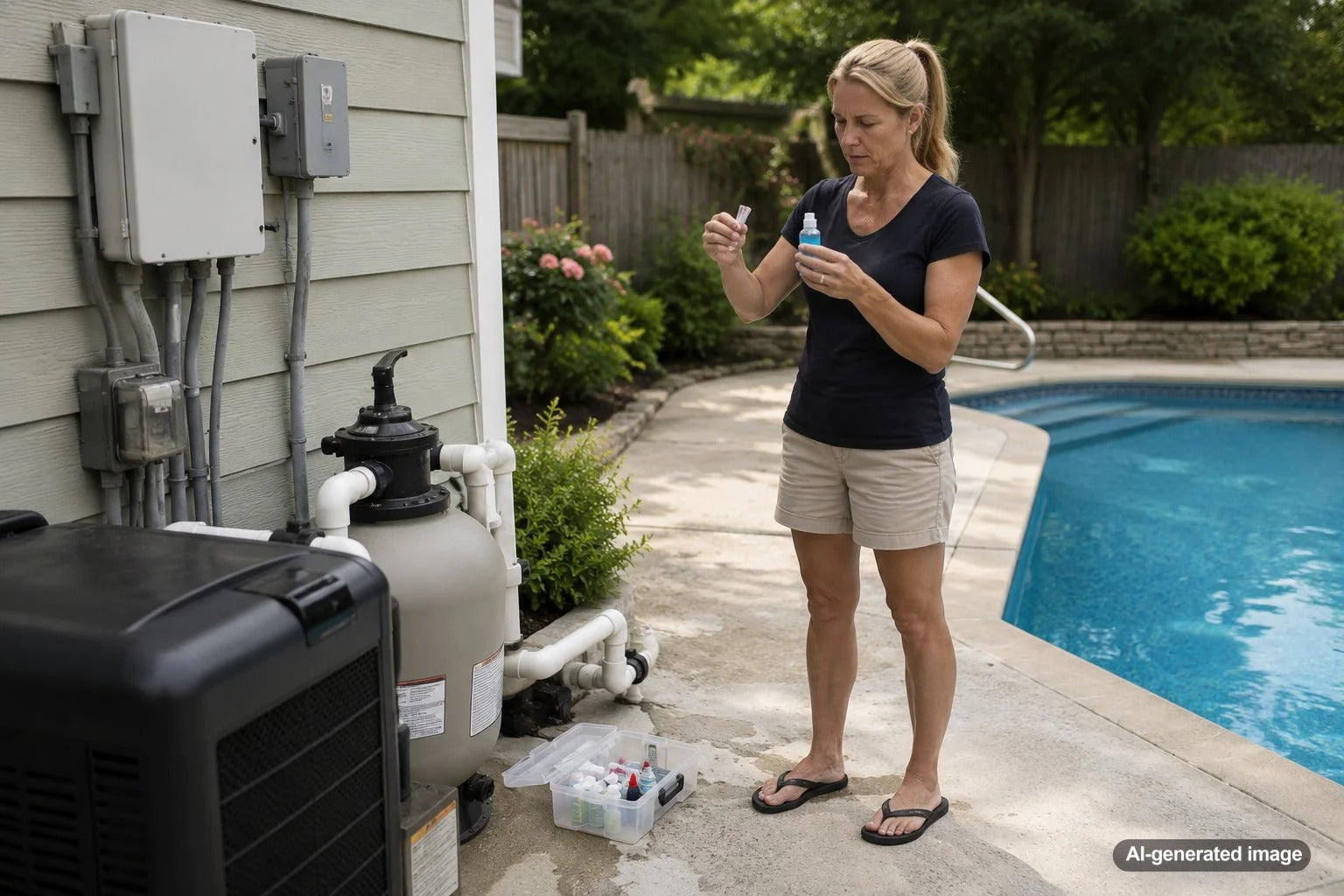 Pool leak detection dye test being used near a suspected swimming pool leak