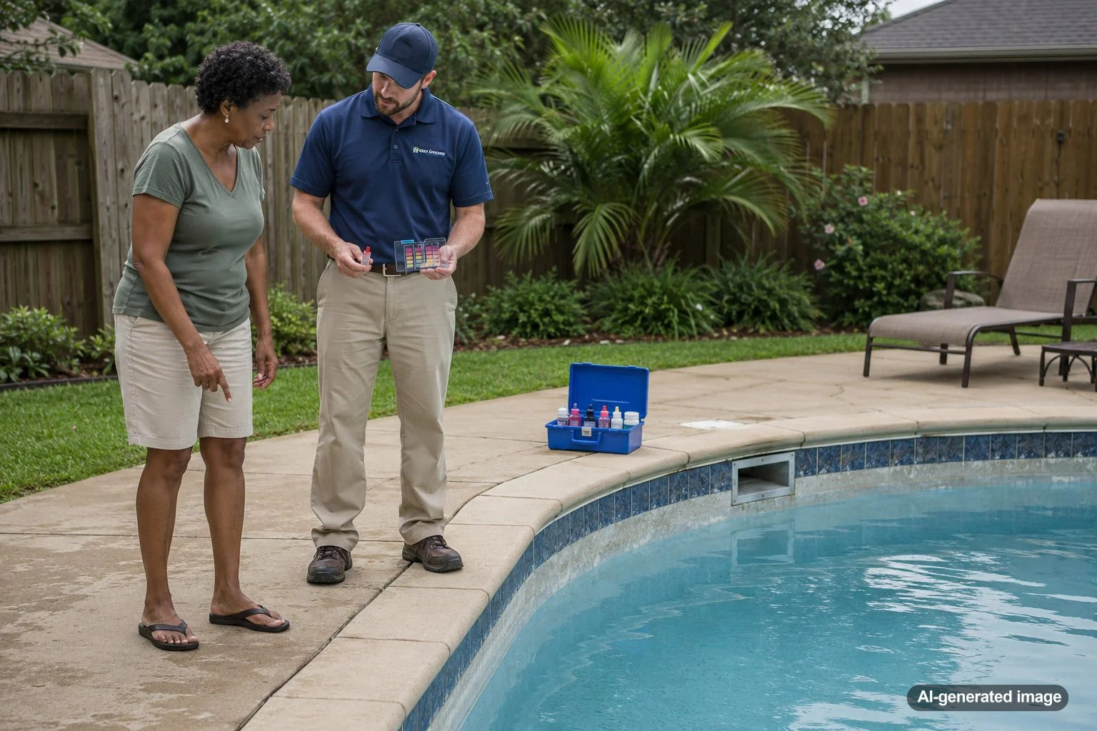 Close-up of a swimming pool surface showing rough etched plaster and water chemistry damage