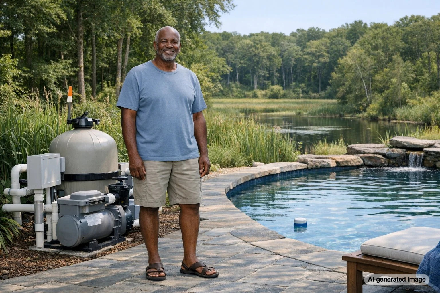 Backyard pool construction planning near a conservation or wetland area