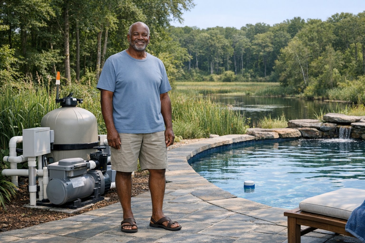 Backyard pool construction planning near a conservation or wetland area