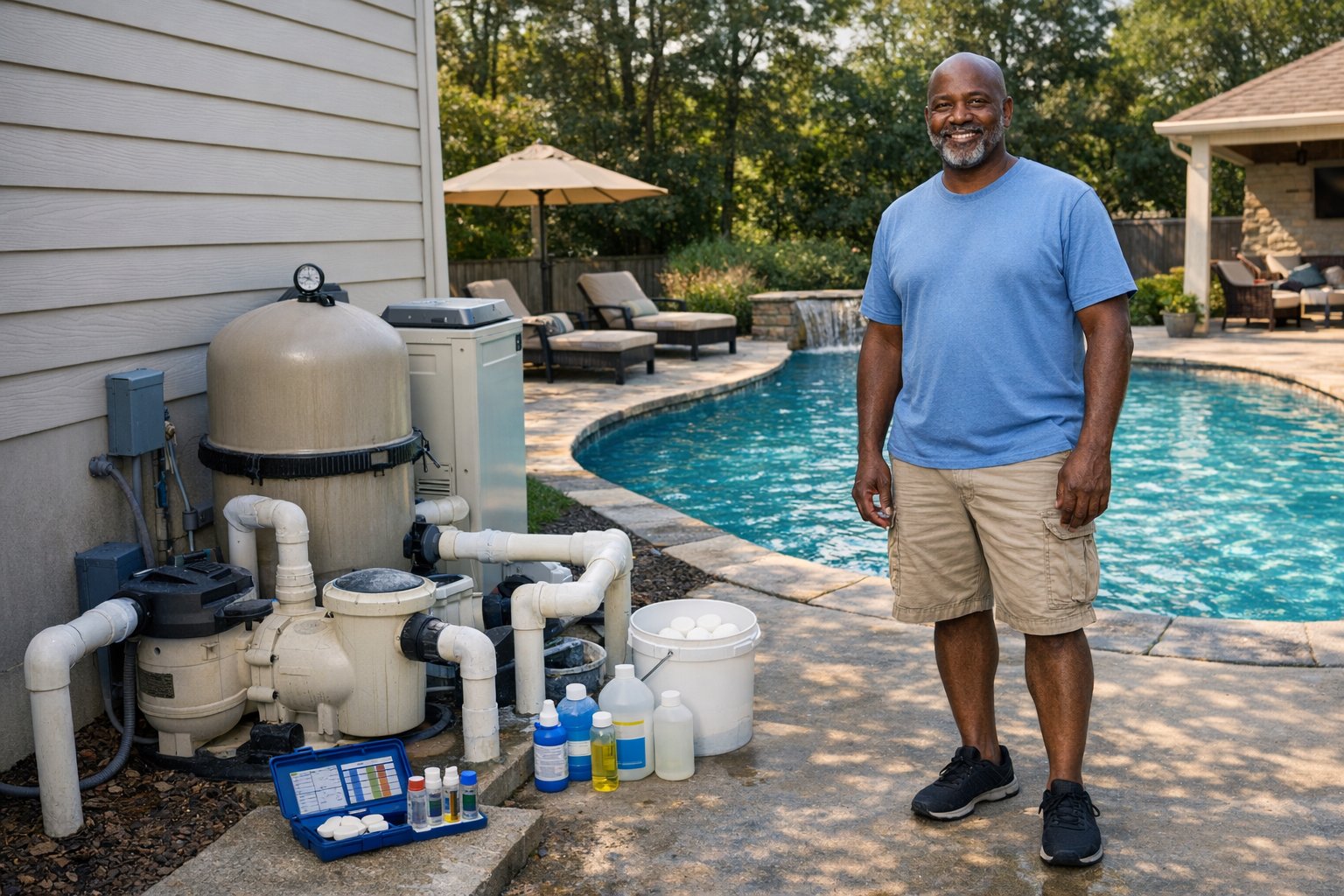 In-ground backyard swimming pool behind a home, illustrating how pools can affect resale value