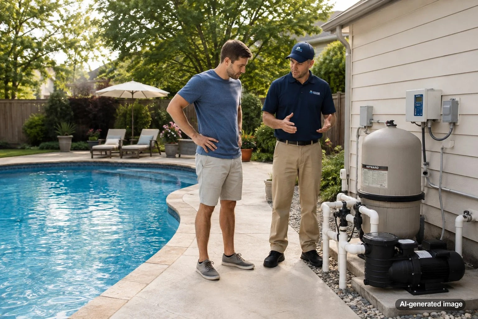 Swimming pool pump equipment illustrating how to choose the right pump size for a residential swimming pool