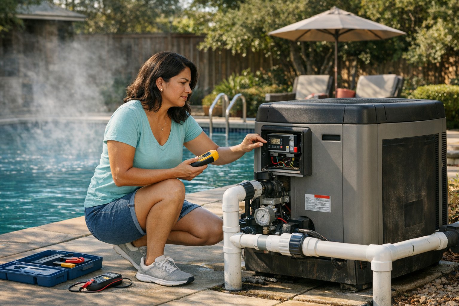 Pool heater troubleshooting guide for a swimming pool that is not heating properly