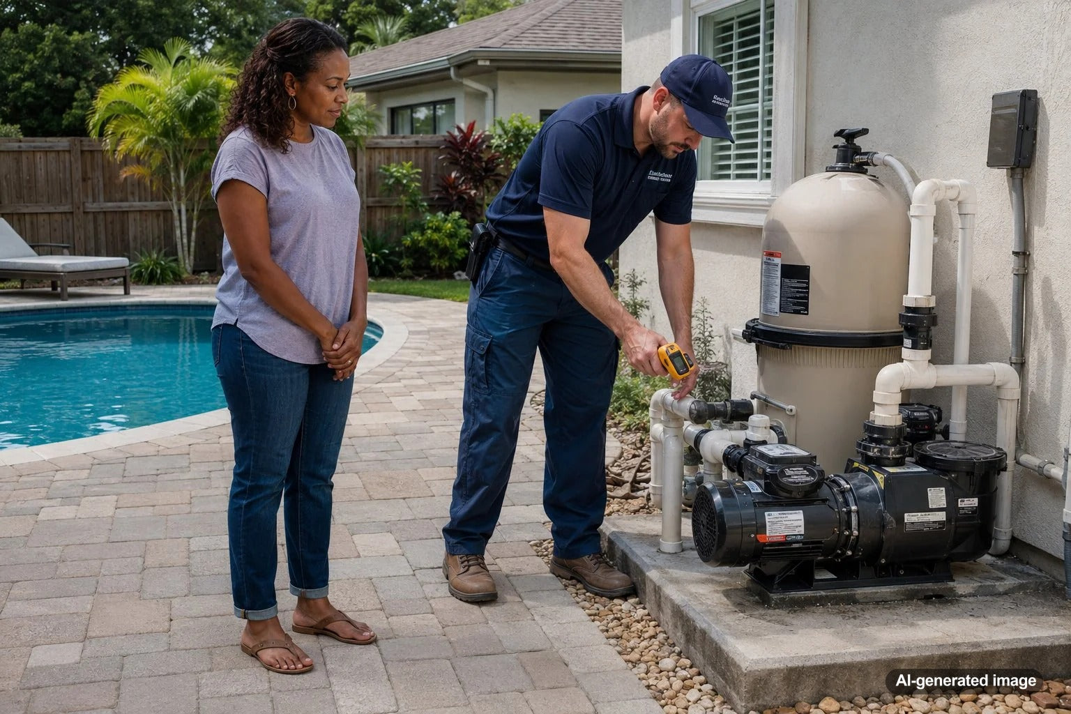 Pool pump motor getting extremely hot beside swimming pool equipment