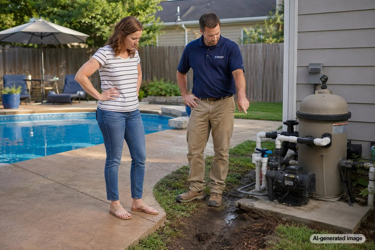 Pool water loss affecting soil stability around an inground swimming pool