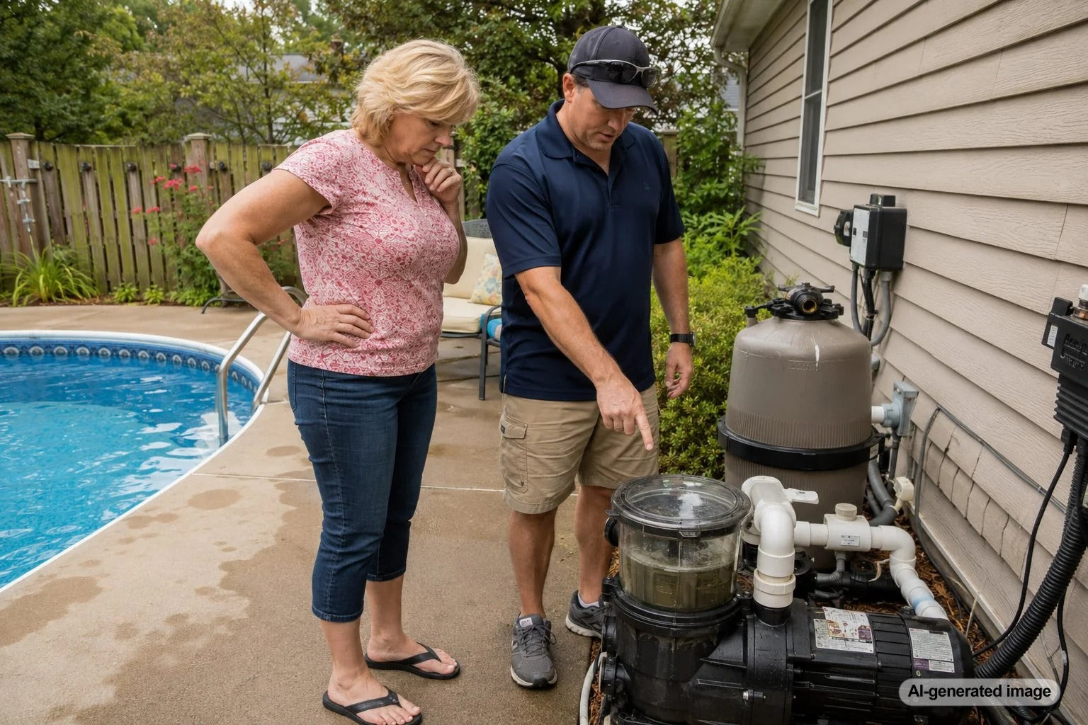 Pool pump at risk of damage from operating with a low swimming pool water level