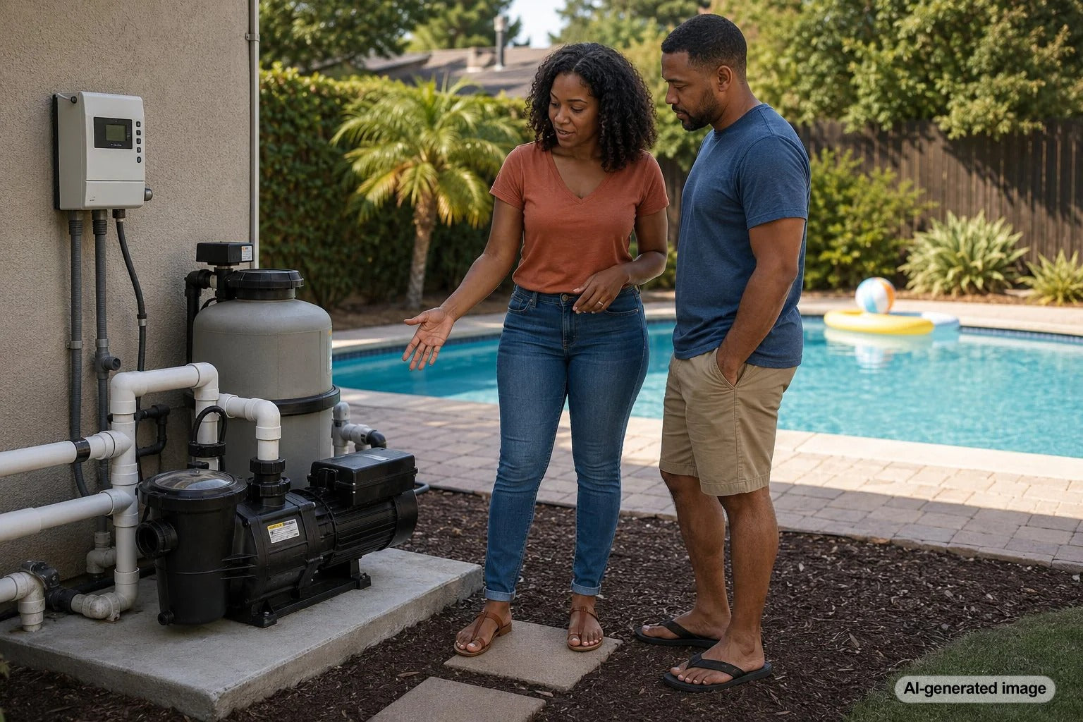 Variable-speed pool pump equipment showing efficient swimming pool circulation and energy-saving pool operation